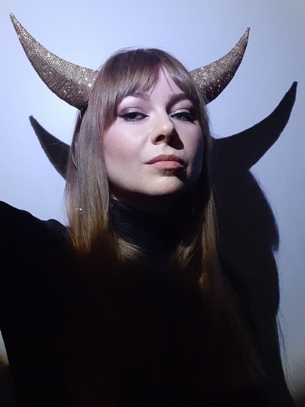 Gold Glitter Sparkling Diamond Devil Horn Headband - Women Hair Accessory
